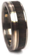 Ziricote Wood, Sterling Silver Inlay 7mm Comfort Fit Titanium Band, Size 11.25