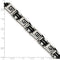 Men's Brushed and Polished Stainless Steel 9mm Black Rubber Bracelet 8.5"