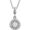 Diamond Halo-Style Necklace, Rhodium-Plated 14k White Gold, 18" (0.25 Ctw, Color G-H, Clarity I1)