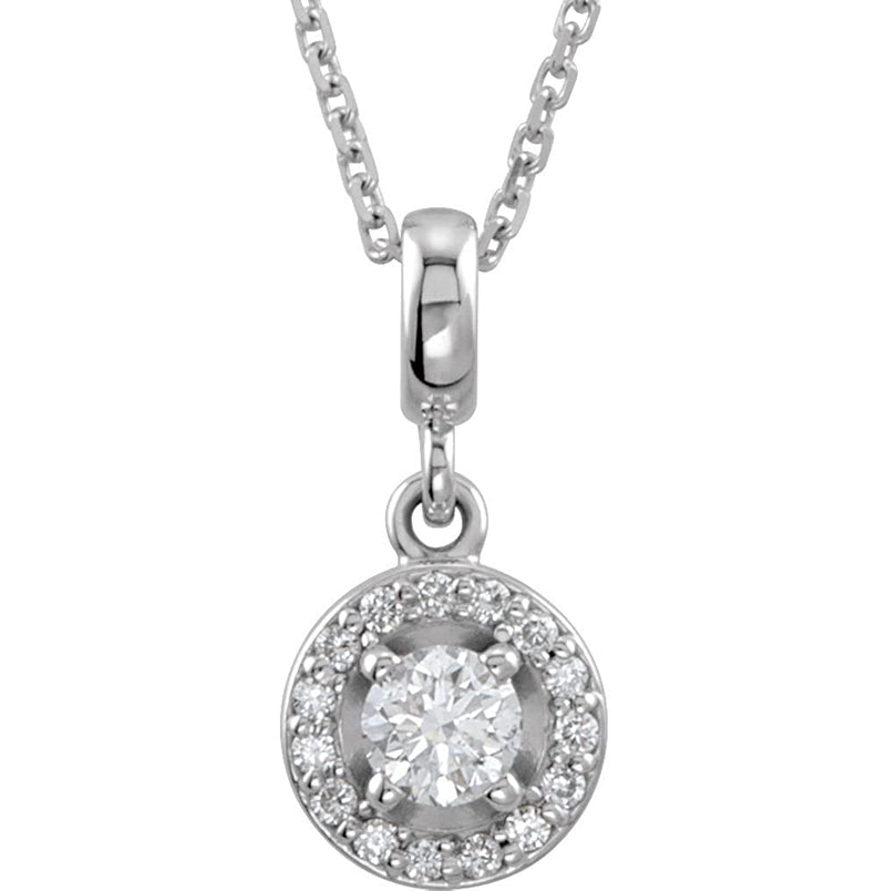 Diamond Halo-Style Necklace, Rhodium-Plated 14k White Gold, 18" (0.25 Ctw, Color G-H, Clarity I1)