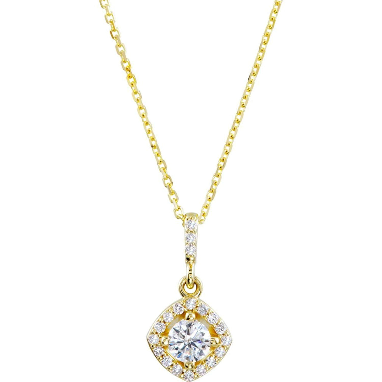 Diamond Halo Pendant Necklace in 14k Yellow Gold, 18" (3/8 Cttw)