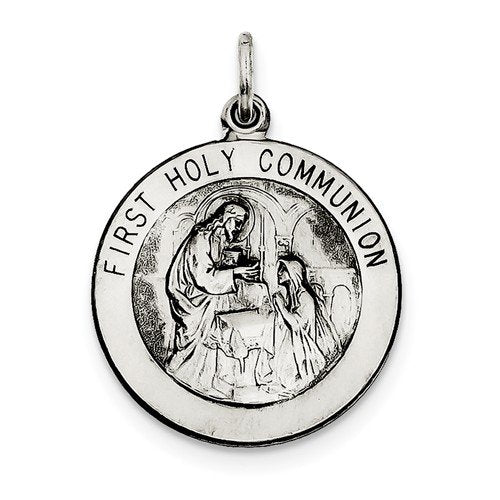 Sterling Silver Antiqued First Holy Communion Medal (30X22MM)