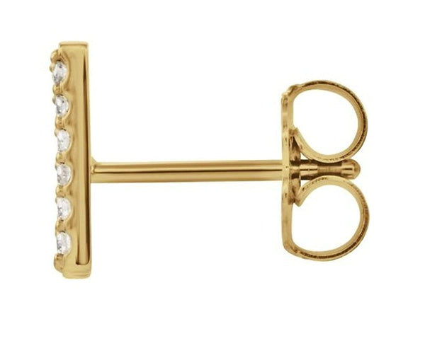 14k Yellow Gold Gold Diamond Letter 'M' Initial Stud Earring (Single Earring) (.10 Ctw, GH Color, I1 Clarity)