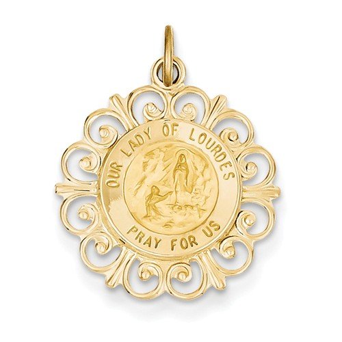 14k Yellow Gold Our Lady Of Lourdes Medal Pendant (24X19MM)