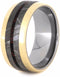 Gibeon Meteorite, Red and Black Composite Mokume, 14k Yellow Gold 9mm Comfort-Fit Titanium Wedding Band, Size 15.5