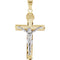 Two-Tone Crucifix 14k Yellow and White Gold Pendant (40.5X25.5MM)