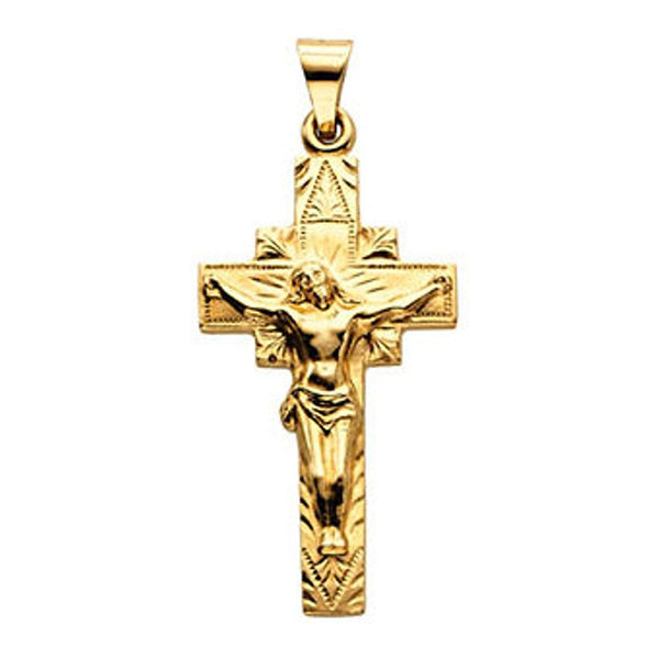 Ornamental Crucifix 14k Yellow Gold Pendant (29X16.5MM)