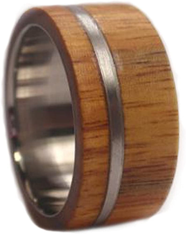 The Men's Jewelry Store (Unisex Jewelry) Lignum Vitae Wood 11mm Comfort Fit Titanium Wedding Band, Size 4.5
