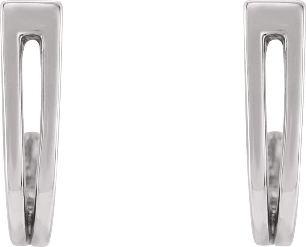 Geometric J-Hoop Earrings, Rhodium-Plated 14k White Gold