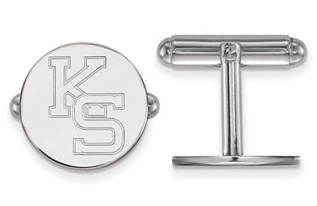 Rhodium-Plated Sterling Silver Kansas State University Cuff Links, 15MM