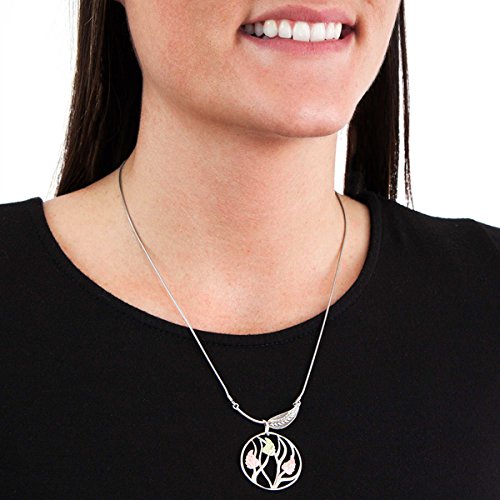 Circle Two-Tone Leaf Pendant Necklace, Sterling Silver, 12k Green and Rose Gold Black Hills Gold Motif, 18"