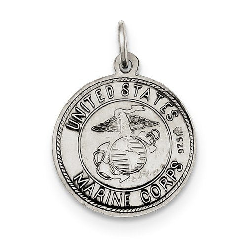 Sterling Silver St. Christopher US Marine Corp Medal Charm Pendant (25X20 MM)