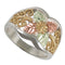 Floral Brocade Granulated Bead Band, 10k Yellow Gold, Sterling Silver, 12k Green and Rose Gold Black Hills Gold Motif