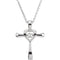 Mystara Diamond Heart Cross Rhodium Plate 14k White Gold Pendant Necklace, 18" (.08 Cttw)