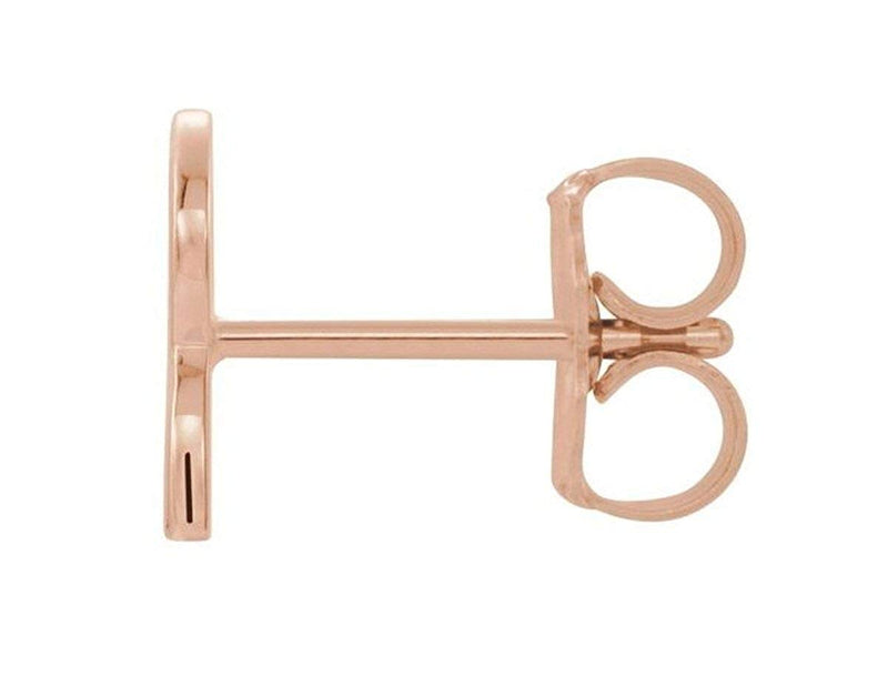 Initial Letter 'R' 14k Rose Gold Stud Earring (Single Earring)