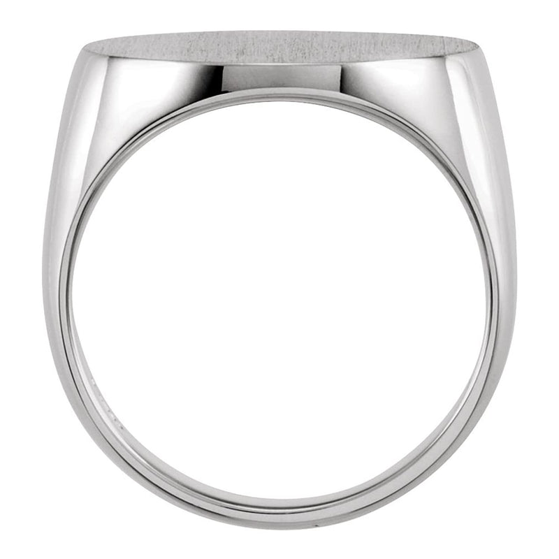 The Men's Jewelry Store Men's Sterling Silver Satin Brushed Oval Signet Ring, 22x20mm