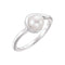 Platinum White Freshwater Cultured Pearl Bypass Ring (6.5-7.00mm) Size 7