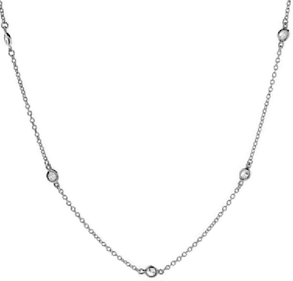 14k White Gold Cubic Zirconia Station Necklace, 18"