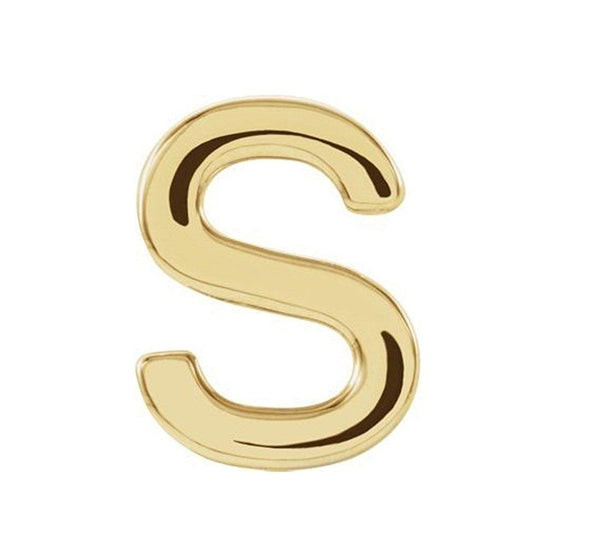 Initial Letter 'S' 14k Yellow Gold Stud Earring (Single Earring)