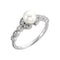 Platinum White Freshwater Cultured Pearl, Diamond Leaf Ring (6-6.5mm)( .125 Ctw, Color G-H, Clarity SI2-SI3)