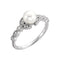 Platinum White Freshwater Cultured Pearl, Diamond Leaf Ring (6-6.5mm)( .125 Ctw, Color G-H, Clarity SI2-SI3) Size 6.25