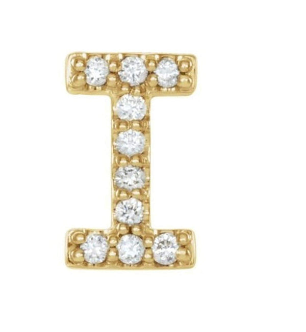 14k Yellow Gold Gold Diamond Letter 'I' Initial Stud Earring (Single Earring) (.04 Ctw, GH Color, I1 Clarity)
