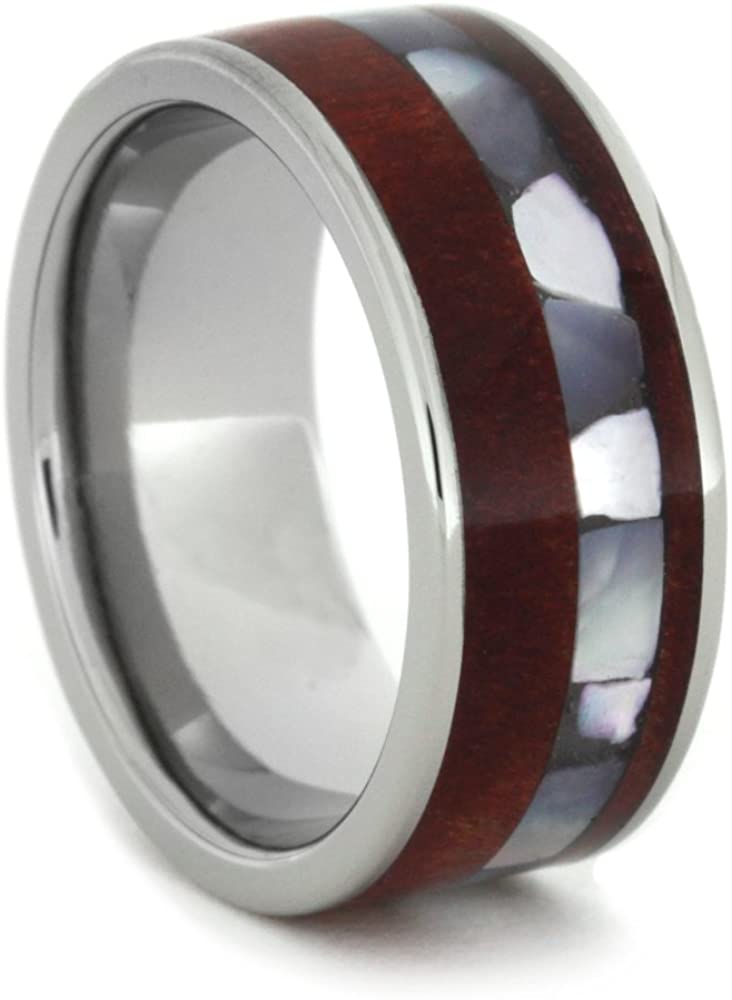 Mother of Pearl and Ruby Redwood 8mm Comfort-Fit Titanium Band