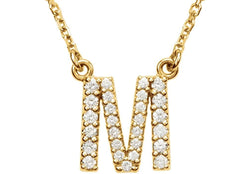 14k Yellow Gold Diamond Initial 'M' 1/5 Cttw Necklace, 16" (GH Color, I1 Clarity)