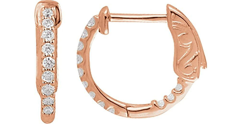 Diamond Inside-Outside Hoop Earrings, 14k Rose Gold (1/4 Ctw, Color H+, Clarity I1)