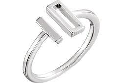 Slim-Profile Rectangle Bar Ring, Sterling Silver