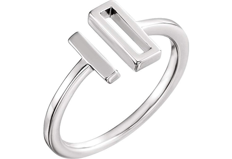 Platinum Slim-Profile Rectangle Bar Ring