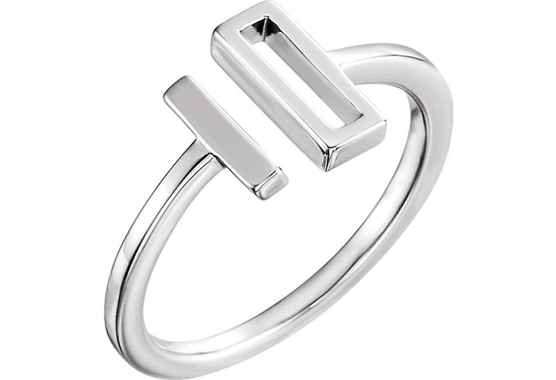 Platinum Slim-Profile Rectangle Bar Ring, Size 8