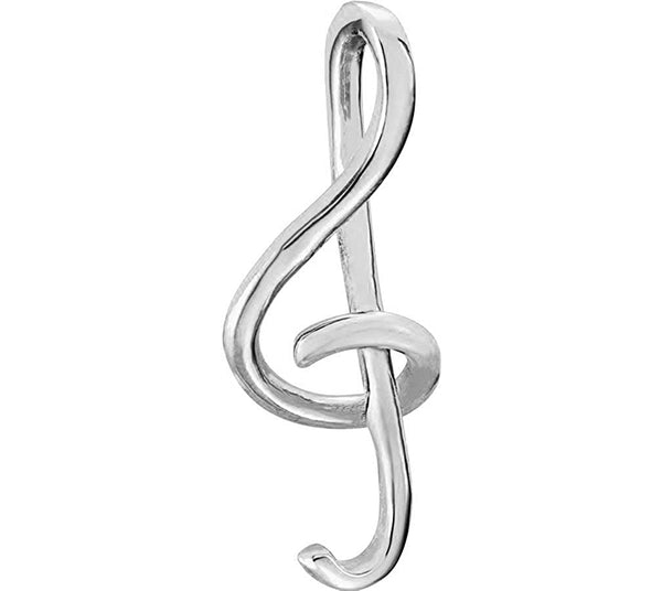 Sliding Treble Clef Musical Note 14k White Gold Pendant