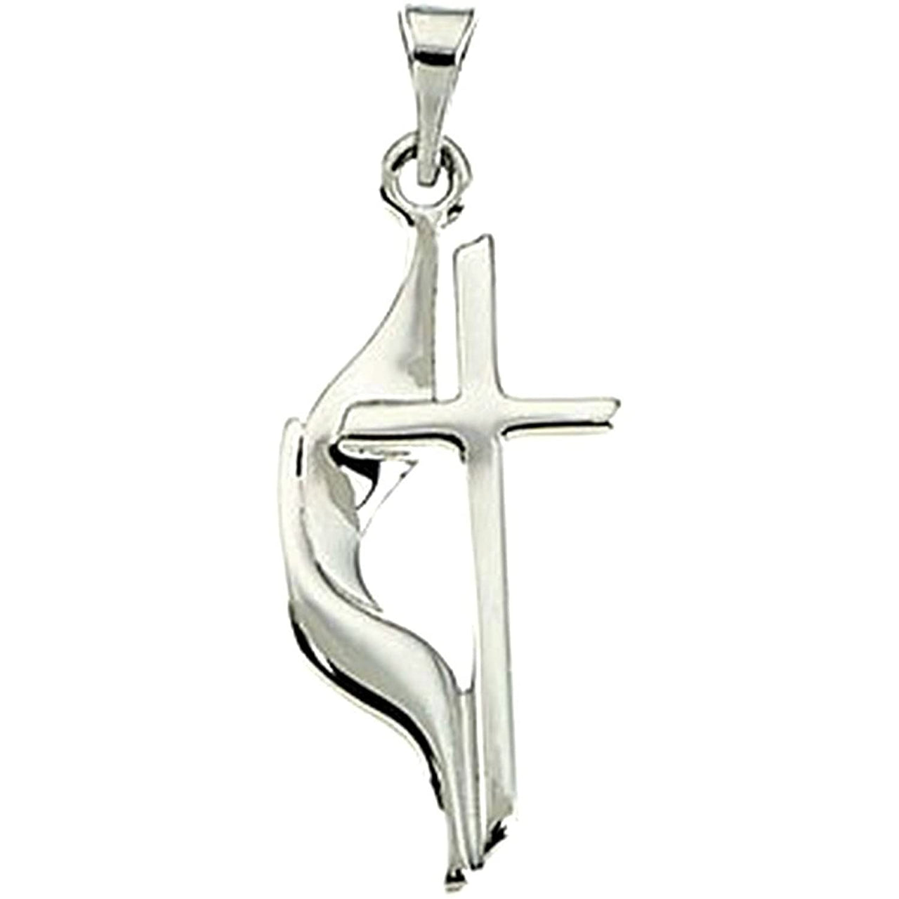 Small Methodist Cross Sterling Silver Pendant (19MM)