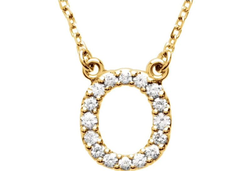 14k Yellow Gold Diamond Initial 'O' 1/6 Cttw Necklace, 16" (GH Color, I1 Clarity)