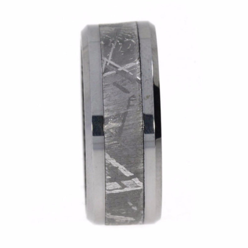 Gibeon Meteorite Inlay, Titanium 8mm Comfort-Fit Mokume Gane Band