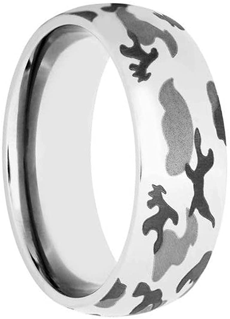 Men's Titanium Camo Design 8mm Comfort-Fit Band, Size 12.5