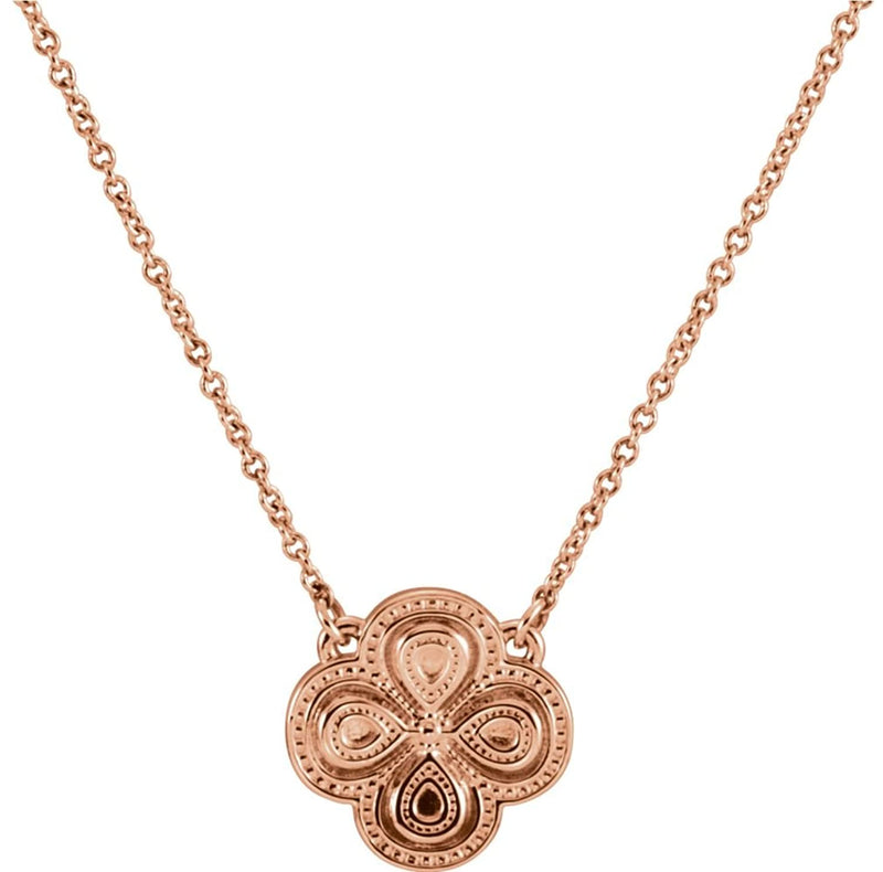 Fashion Clover Necklace in 14k Rose Gold, 18"