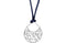 Diamond Scroll Sterling Silver Pendant with Navy Satin Cord, 18" (1/6 Cttw)