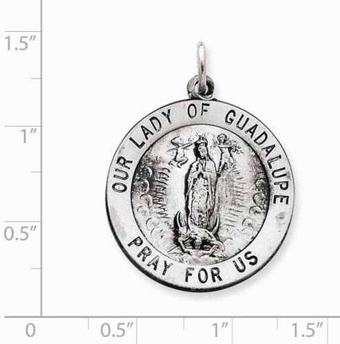 Sterling Silver Antiqued Our Lady of Guadalupe Medal (32x25MM)