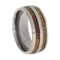 Koa Wood Pinstripes 7.5mm Comfort Fit Polished Titanium Band