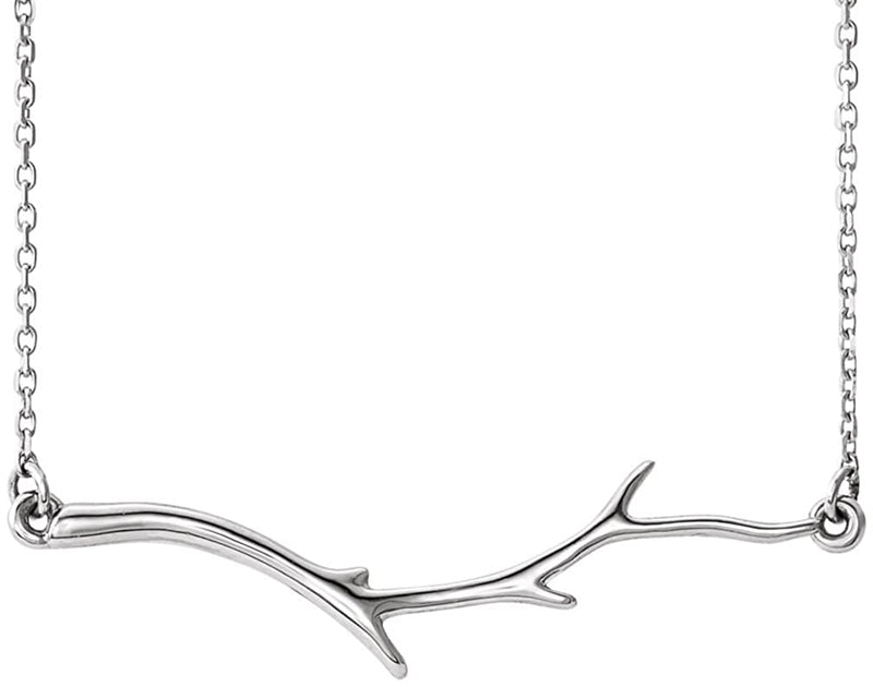 Branch Bar Rhodium-Plated 14k White Gold Necklace, 16"