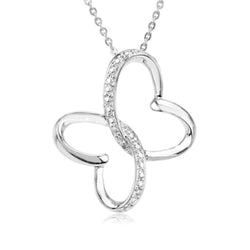 Diamond 'Wings of Comfort' Rhodium Plate Sterling Silver Necklace, 18"