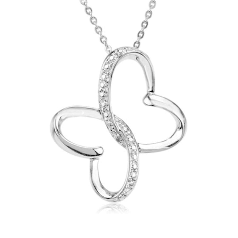 Diamond 'Wings of Comfort' Rhodium Plate Sterling Silver Necklace, 18"