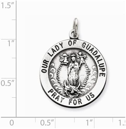 Sterling Silver Our Lady of Guadalupe Medal (29X22MM)