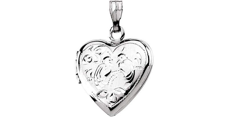 Petite Sterling Silver Heart Locket with Two Love Birds