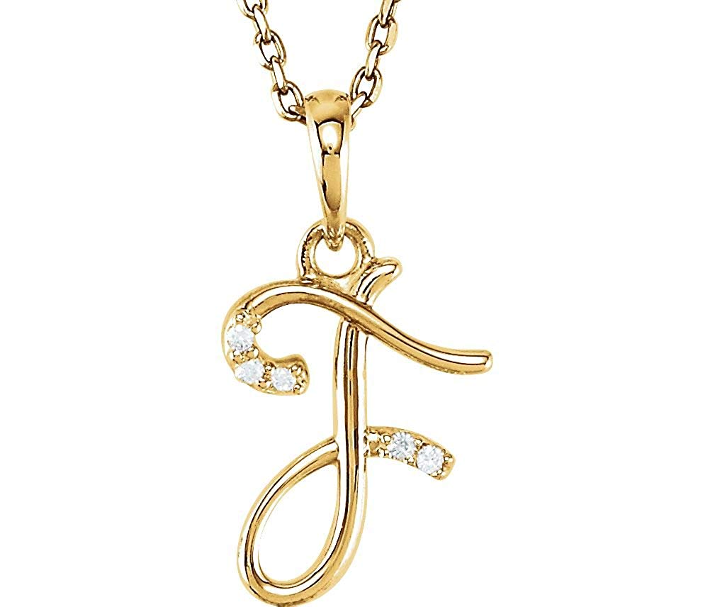 5-Stone Diamond Letter 'F' Initial 14k Yellow Gold Pendant Necklace, 18" (.03 Cttw, GH, I1)