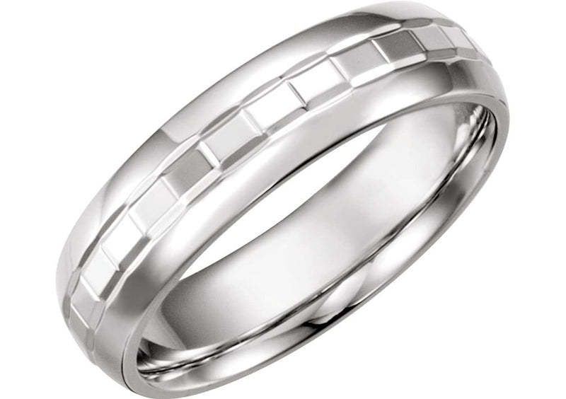 Godesic Dome Design 6mm Comfort Fit 14k White Gold Band