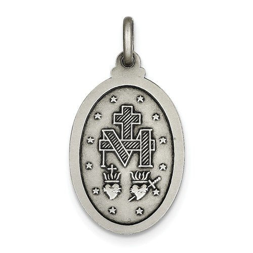 Sterling Silver Antiqued Miraculous Medal (40X30MM)