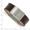 Men's Brushed Stainless Steel Dark Brown Leather ID Bracelet, 8.5"